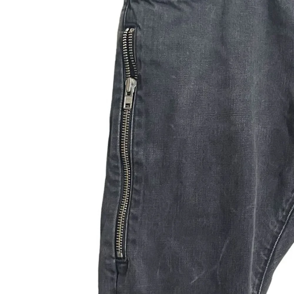 Kite Jeans Men's‎ 34 Button Fly Black Zipper Leg Denim Grunge Distressed
